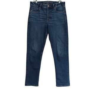 American Eagle Womens 16 Long Stretch TOMGIRL Button Fly Medium Wash Denim Jeans